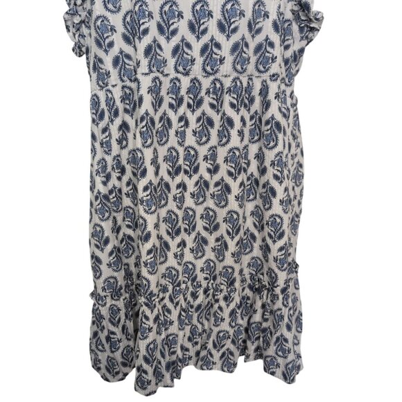 Crown & Ivy Flutter Sleeve Dress Womens Plus Size 3X White Blue Floral V Neck - Picture 3 of 10